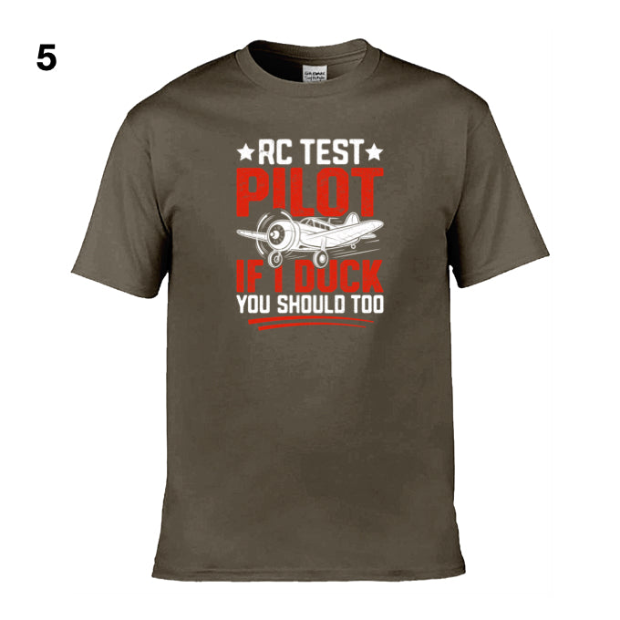 Mens T-Shirt (Gildan Softstyle 64000) - 10 Colours to choose from with an image of - RC test pilot if i duck you should too. 1
