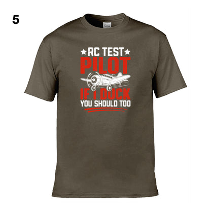 Mens T-Shirt (Gildan Softstyle 64000) - 10 Colours to choose from with an image of - RC test pilot if i duck you should too. 1