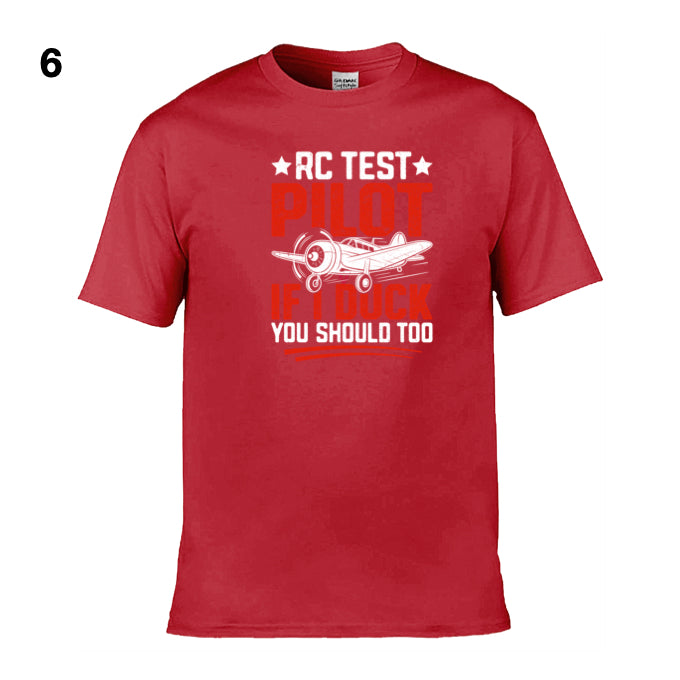 Mens T-Shirt (Gildan Softstyle 64000) - 10 Colours to choose from with an image of - RC test pilot if i duck you should too. 1