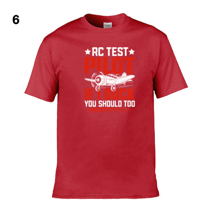 Mens T-Shirt (Gildan Softstyle 64000) - 10 Colours to choose from with an image of - RC test pilot if i duck you should too. 1