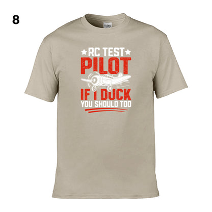 Mens T-Shirt (Gildan Softstyle 64000) - 10 Colours to choose from with an image of - RC test pilot if i duck you should too. 1