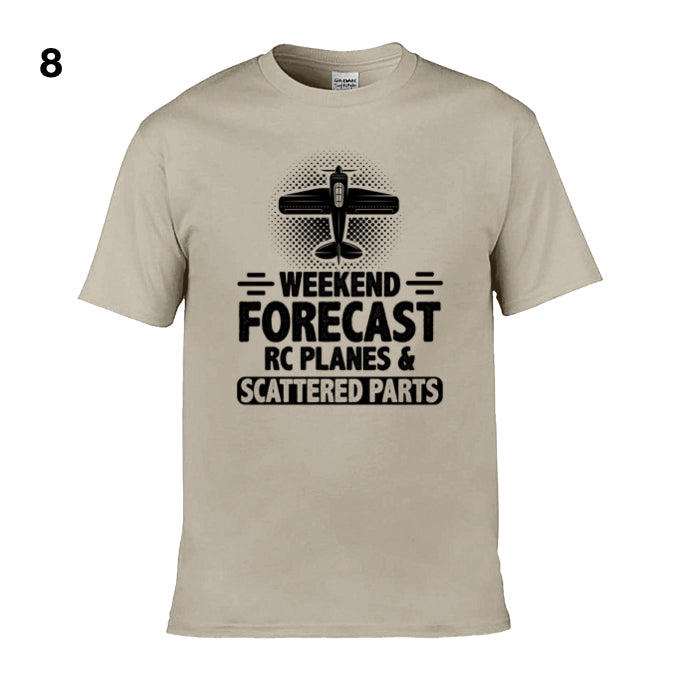 Mens T-Shirt (Gildan Softstyle 64000) - 9 Colours to choose from with 'Weekend Forecast RC Planes & Scattered Parts'