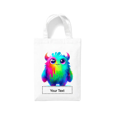 Small White Cotton Tote Bags 2.5ltr - Cartoon Monsters for children - personalisation available