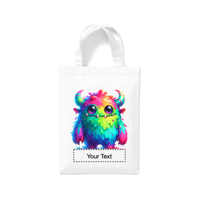 Small White Cotton Tote Bags 2.5ltr - Cartoon Monsters for children - personalisation available
