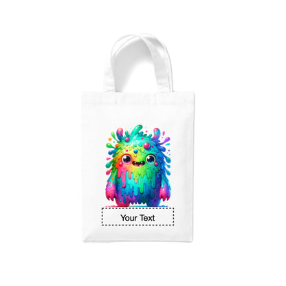 Small White Cotton Tote Bags 2.5ltr - Cartoon Monsters for children - personalisation available