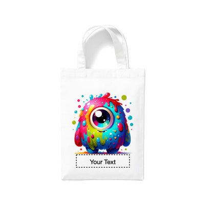 Small White Cotton Tote Bags 2.5ltr - Cartoon Monsters for children - personalisation available