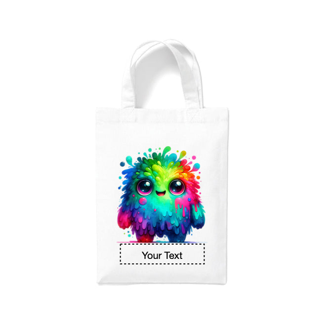 Small White Cotton Tote Bags 2.5ltr - Cartoon Monsters for children - personalisation available