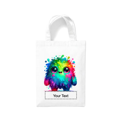 Small White Cotton Tote Bags 2.5ltr - Cartoon Monsters for children - personalisation available