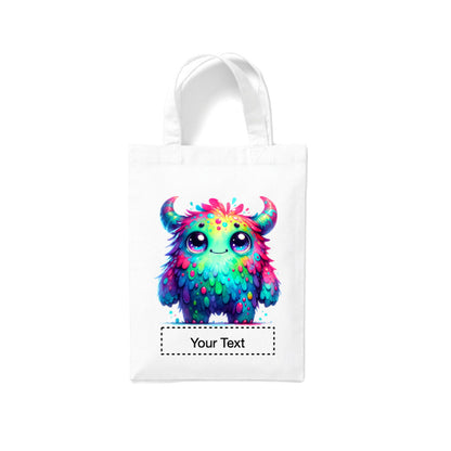 Small White Cotton Tote Bags 2.5ltr - Cartoon Monsters for children - personalisation available