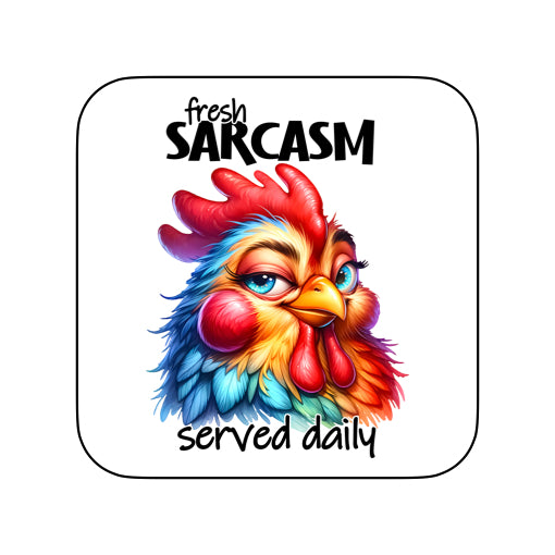 Coasters of Sarcastic Quotes with Chickens
