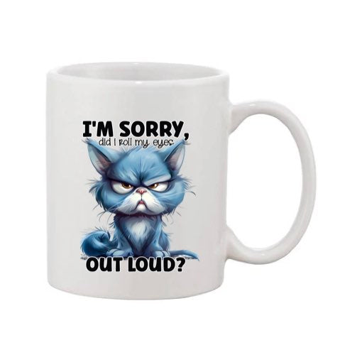 Mug - 11oz - Sarcastic Funny Sayings with 12x images of different cats
