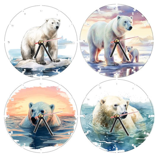 Clocks with 33x different Scenic Polar Bears