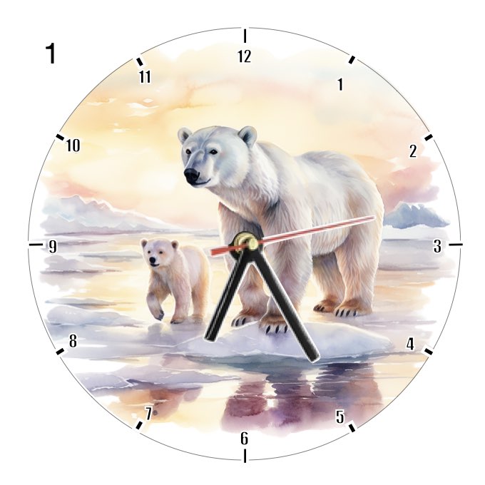 Clocks with 33x different Scenic Polar Bears