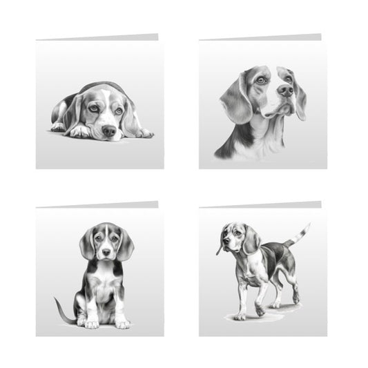Square Greeting Cards with Sketched Beagles