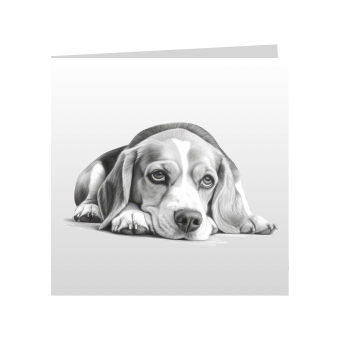 Square Greeting Cards with Sketched Beagles