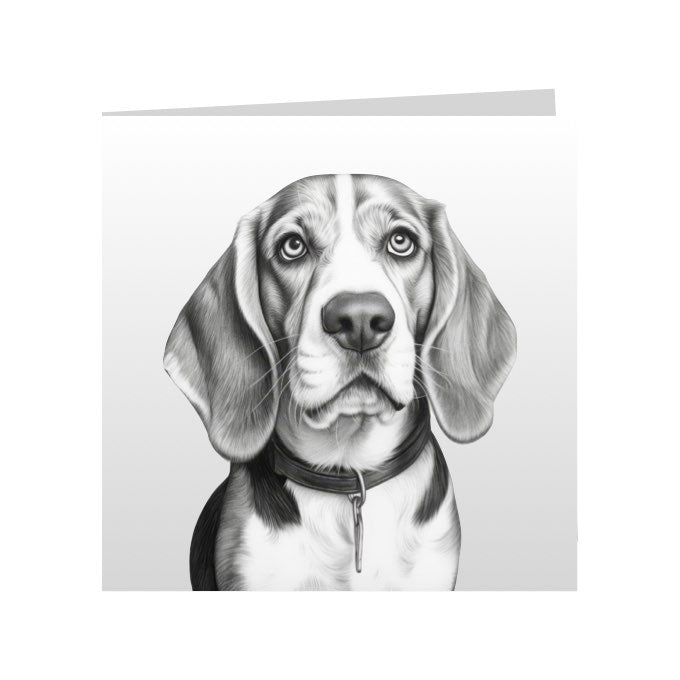 Square Greeting Cards with Sketched Beagles