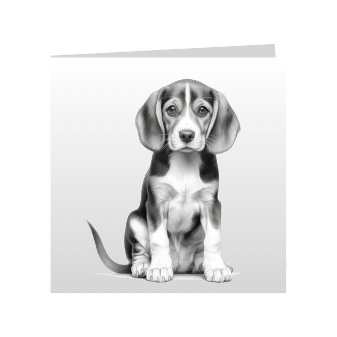 Square Greeting Cards with Sketched Beagles