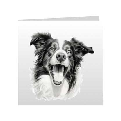 Square Greeting Cards with Sketched Border Collies