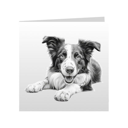 Square Greeting Cards with Sketched Border Collies