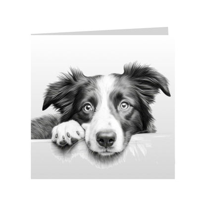 Square Greeting Cards with Sketched Border Collies