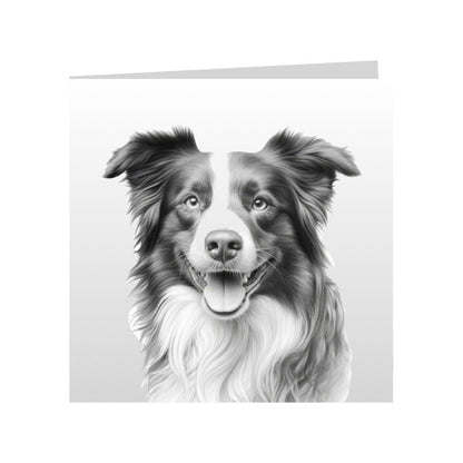 Square Greeting Cards with Sketched Border Collies
