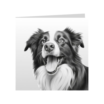 Square Greeting Cards with Sketched Border Collies