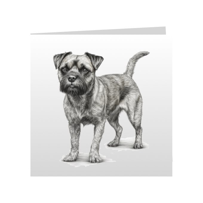 Square Greeting Cards with Sketched Border Terriers