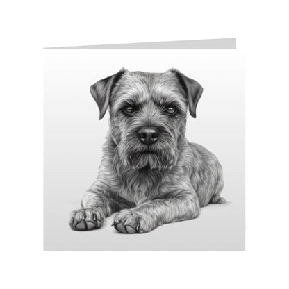Square Greeting Cards with Sketched Border Terriers