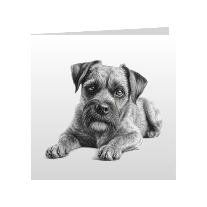 Square Greeting Cards with Sketched Border Terriers