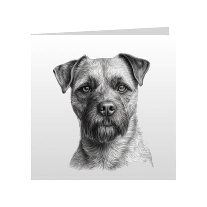 Square Greeting Cards with Sketched Border Terriers