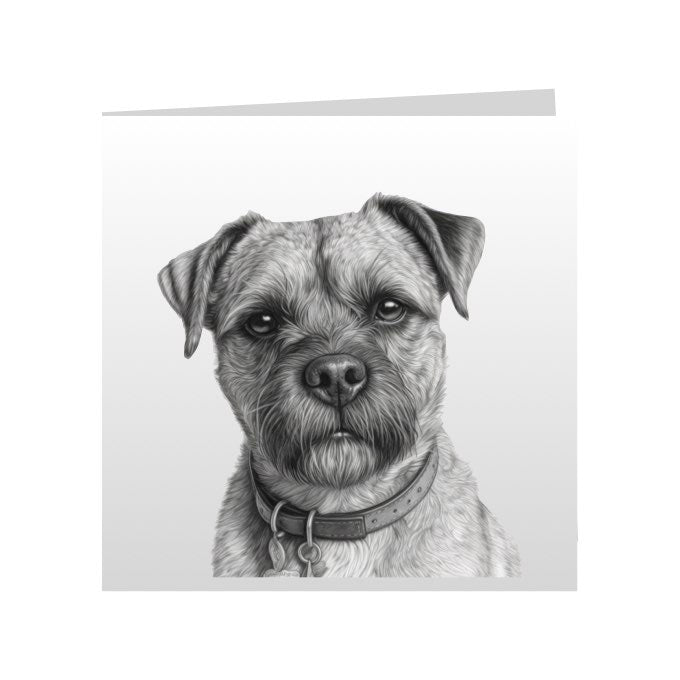 Square Greeting Cards with Sketched Border Terriers