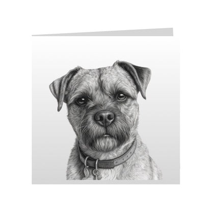 Square Greeting Cards with Sketched Border Terriers
