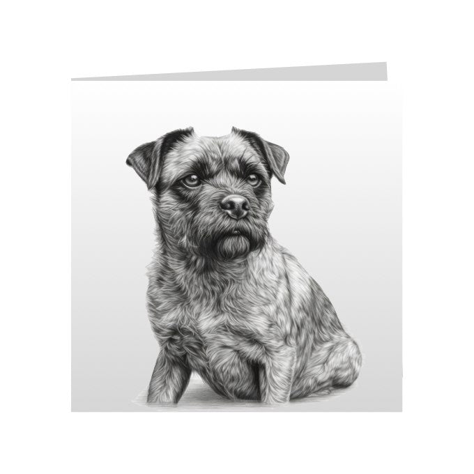 Square Greeting Cards with Sketched Border Terriers