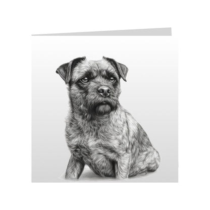 Square Greeting Cards with Sketched Border Terriers
