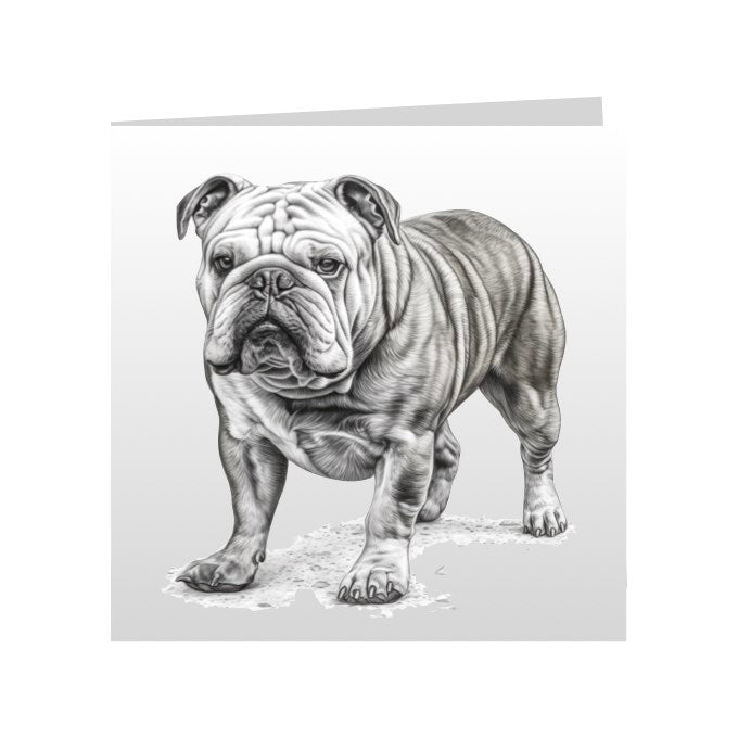 Square Greeting Cards with Sketched Bulldogs