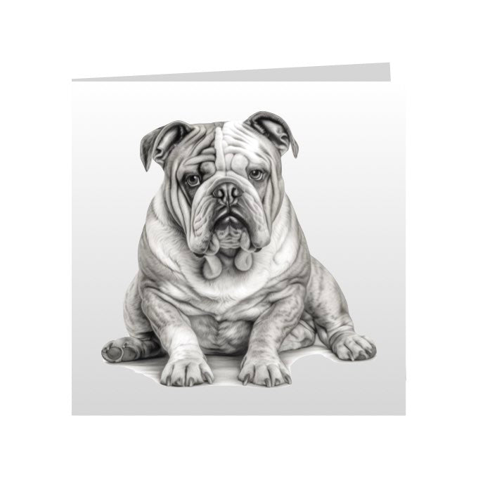Square Greeting Cards with Sketched Bulldogs