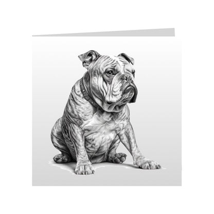 Square Greeting Cards with Sketched Bulldogs