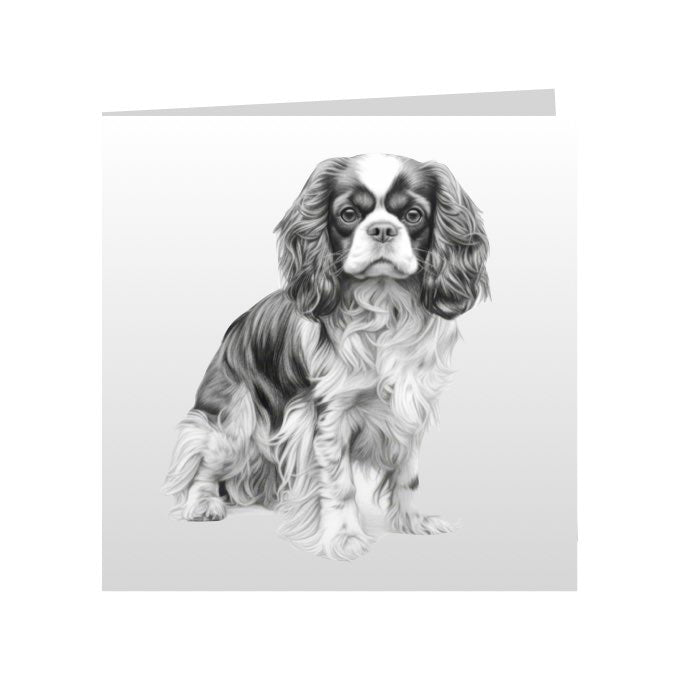 Square Greeting Cards with Sketched Cavalier King Charles Spaniels