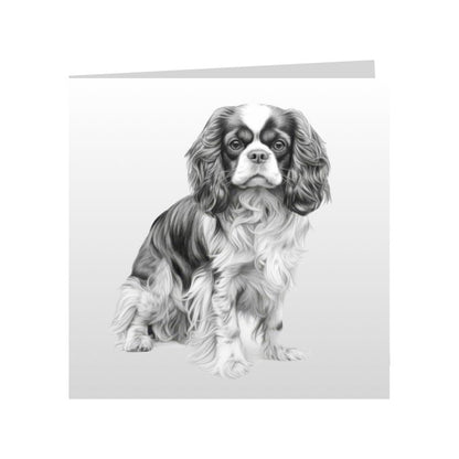 Square Greeting Cards with Sketched Cavalier King Charles Spaniels