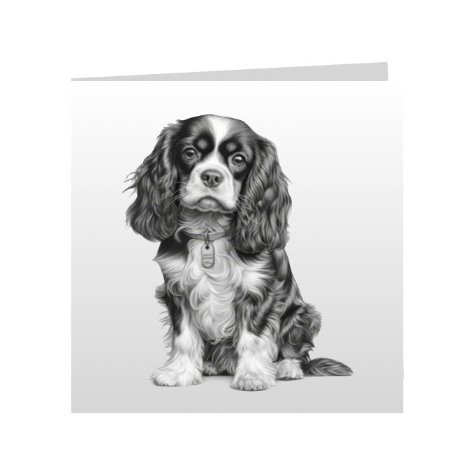 Square Greeting Cards with Sketched Cavalier King Charles Spaniels