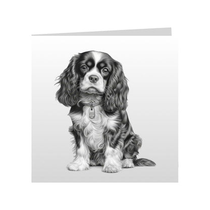 Square Greeting Cards with Sketched Cavalier King Charles Spaniels