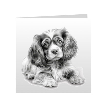 Square Greeting Cards with Sketched Cavalier King Charles Spaniels