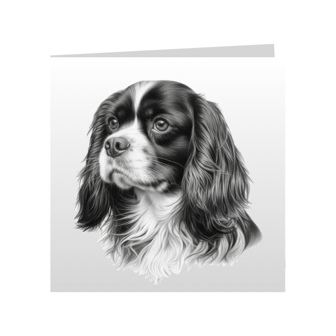 Square Greeting Cards with Sketched Cavalier King Charles Spaniels