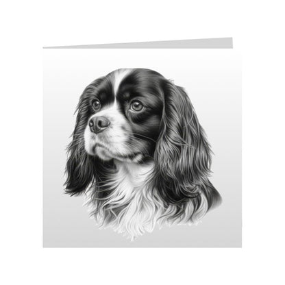 Square Greeting Cards with Sketched Cavalier King Charles Spaniels
