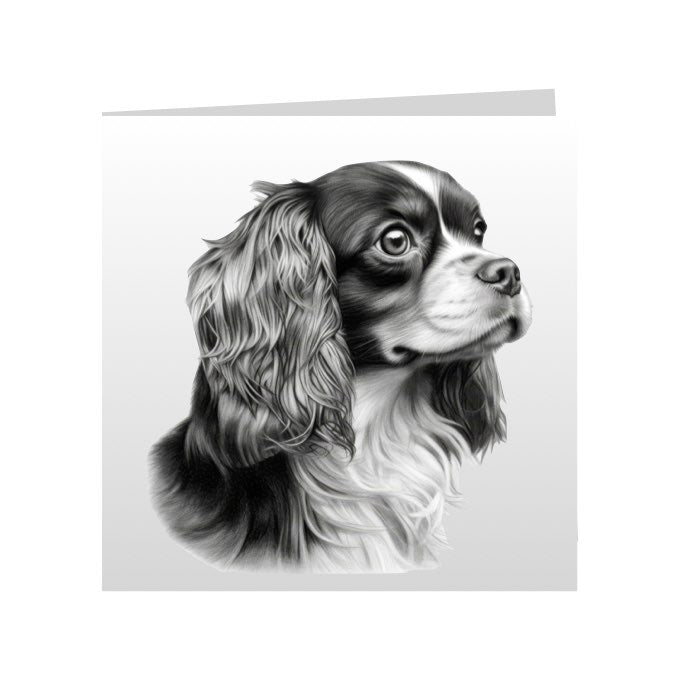 Square Greeting Cards with Sketched Cavalier King Charles Spaniels