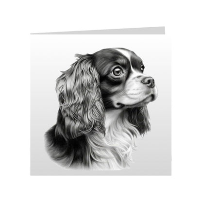 Square Greeting Cards with Sketched Cavalier King Charles Spaniels