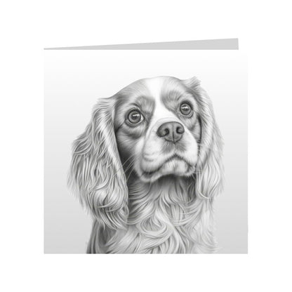 Square Greeting Cards with Sketched Cavalier King Charles Spaniels