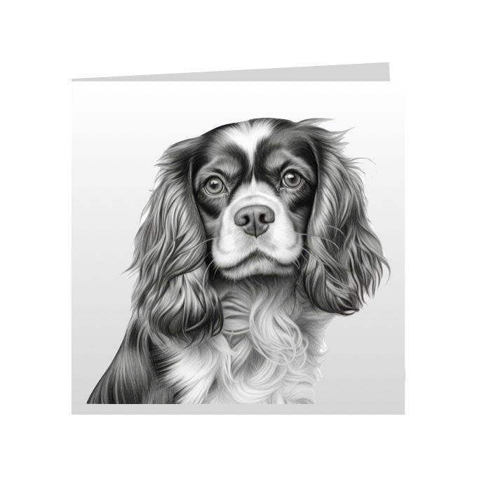 Square Greeting Cards with Sketched Cavalier King Charles Spaniels