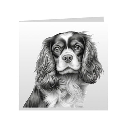 Square Greeting Cards with Sketched Cavalier King Charles Spaniels