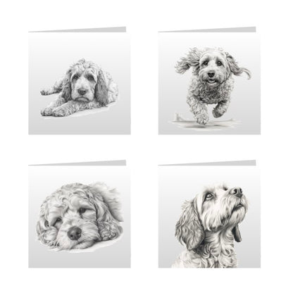 Square Greeting Cards with Sketched Cockapoos